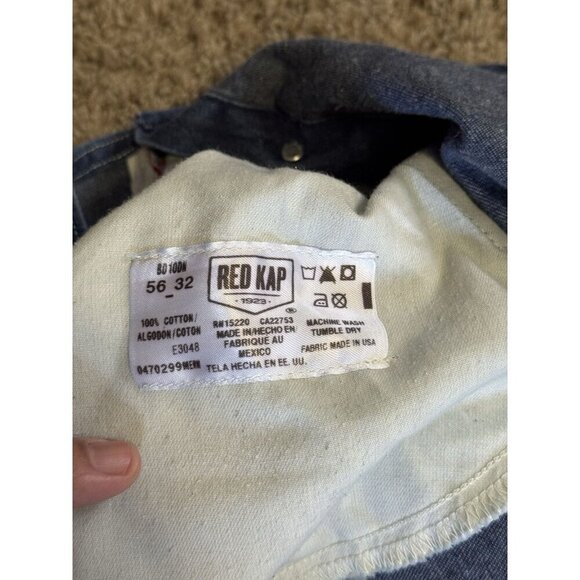 RED KAP Dark Denim Bib Overall Blue Jeans Cotton Carpenter Utility 56x32 - Picture 3 of 7